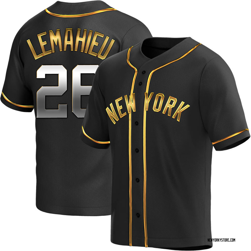 DJ LeMahieu Men's New York Yankees Alternate Jersey - Black Golden