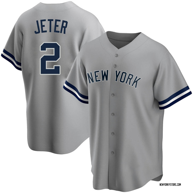 Derek Jeter Men's New York Yankees Road Name Jersey - Gray Replica