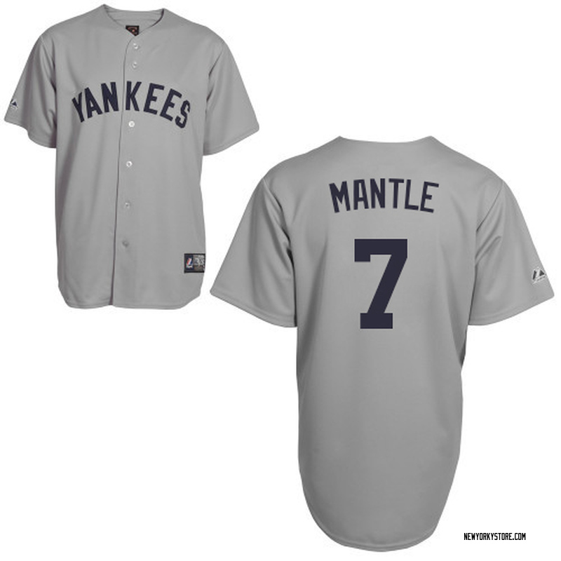 Mickey Mantle Men's New York Yankees Throwback Jersey - Grey Authentic