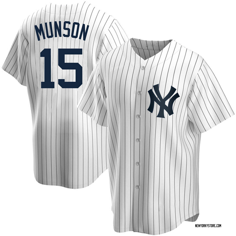 Men's New York Yankees Thurman Munson Mitchell & Ness Cream/Navy Throwback  1969 Authentic Jersey